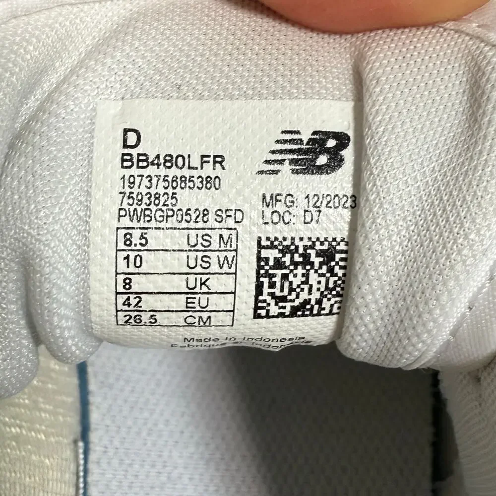 New Balance M8.5 W10 480 Sneaker Tennis Shoe White with Reflection Leather Upper